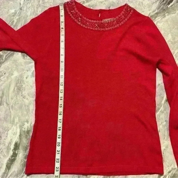 Croft & Barrow WOMEN'S Red Rayon Blended  SZ SMALL Jeweled SWEATER  New - Picture 5 of 12